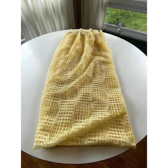 Vintage 70s pleated curtain, buttery yellow honeycomb pattern, mesh single panel - Picture 6 of 10